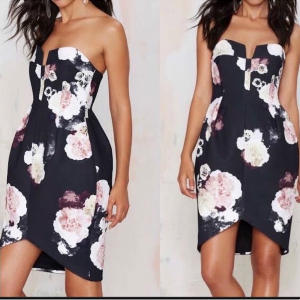 Keepsake Divide strapless floral dress